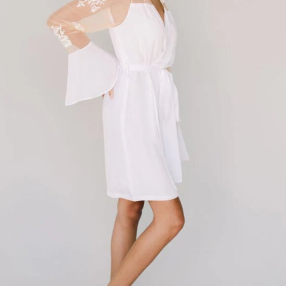 Robed with Love Hildy Robe – White Bridal Robe with Floral Embroidered  Sleeves - Picture 1 of 5